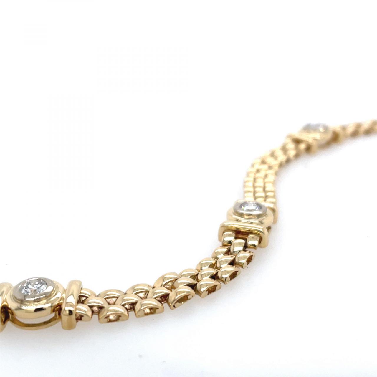 Lab Grown Diamond 18ct Yellow Gold 3-Bar Bracelet with 4x Round Lab Grown Diamonds Bezel Set Bracelet