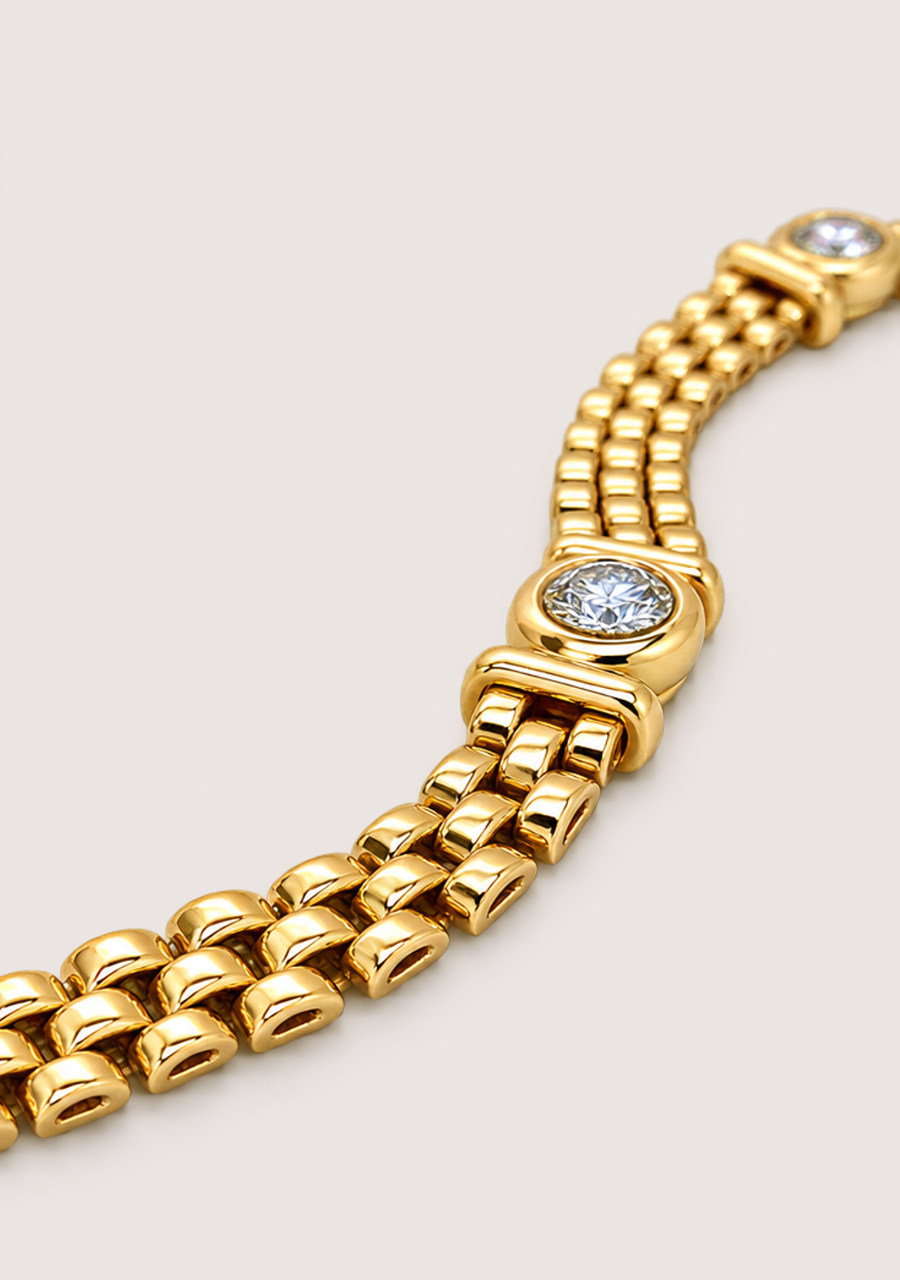 Lab Grown Diamond 18ct Yellow Gold 3-Bar Bracelet Bezel Set Bracelet