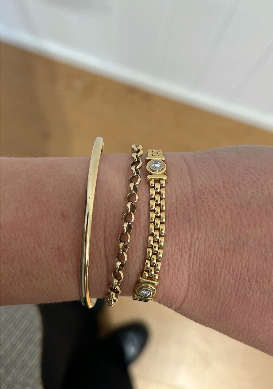 Lab Grown Diamond 18ct Yellow Gold 3-Bar Bracelet Bezel Set Bracelet