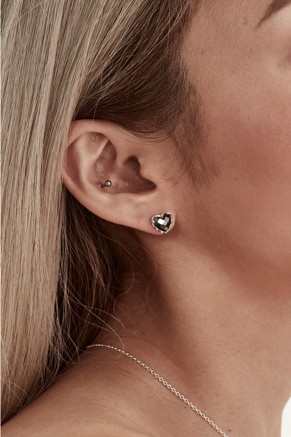 Stolen Girlfriends Club Sterling Silver Iron Glance Love Claw Earrings with Hematite