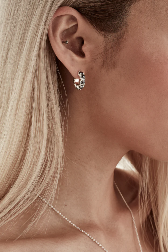 Stolen Girlfriends Club Sterling Silver Iron Glance Halo Cluster Earrings with Hematite