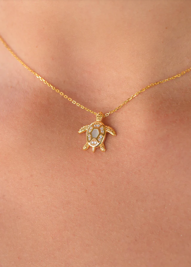 Georgini Gold Plated Oceans Sea Turtle Mother of Pearl Necklace