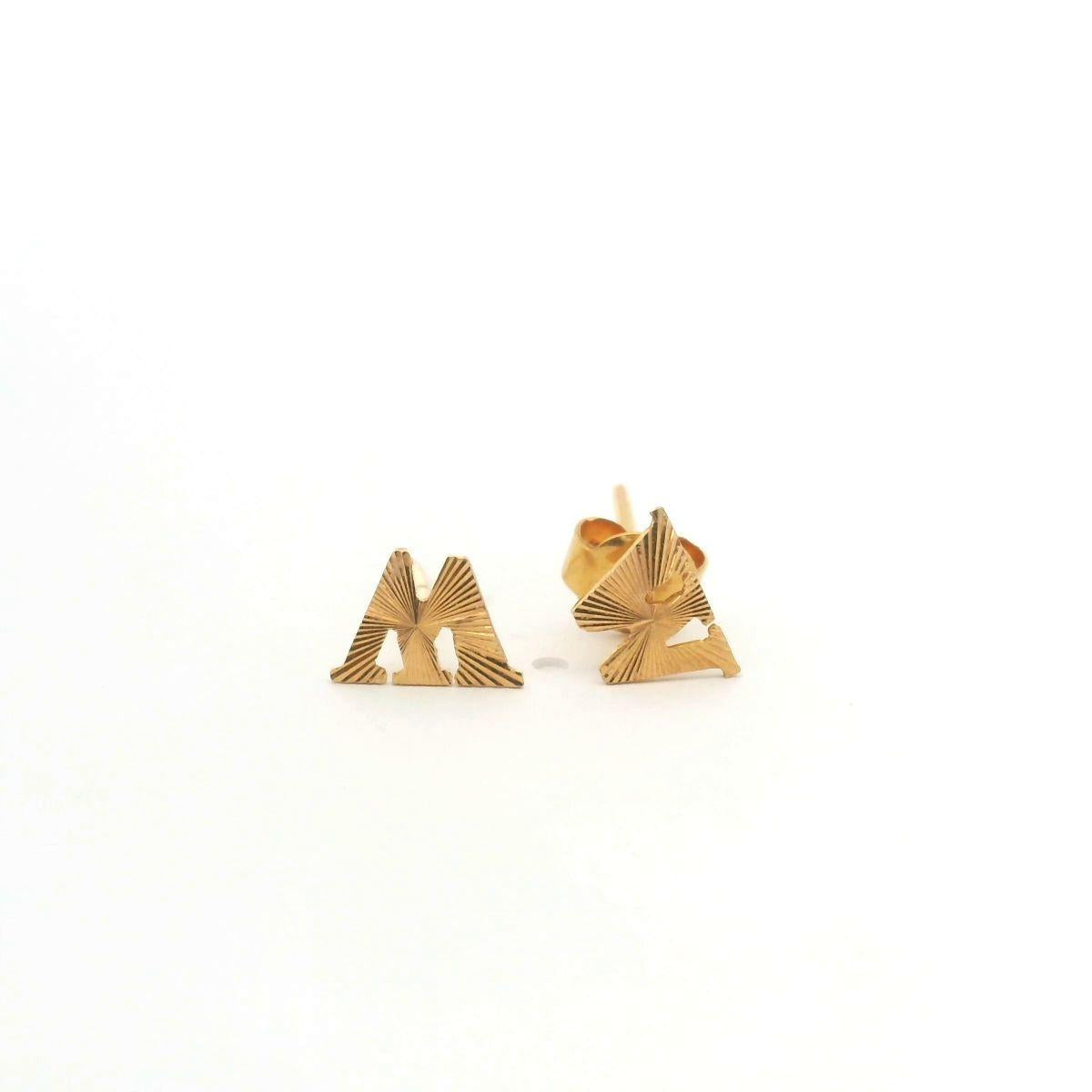 Estate 22ct Yellow Gold "W" Initial Stud Earrings