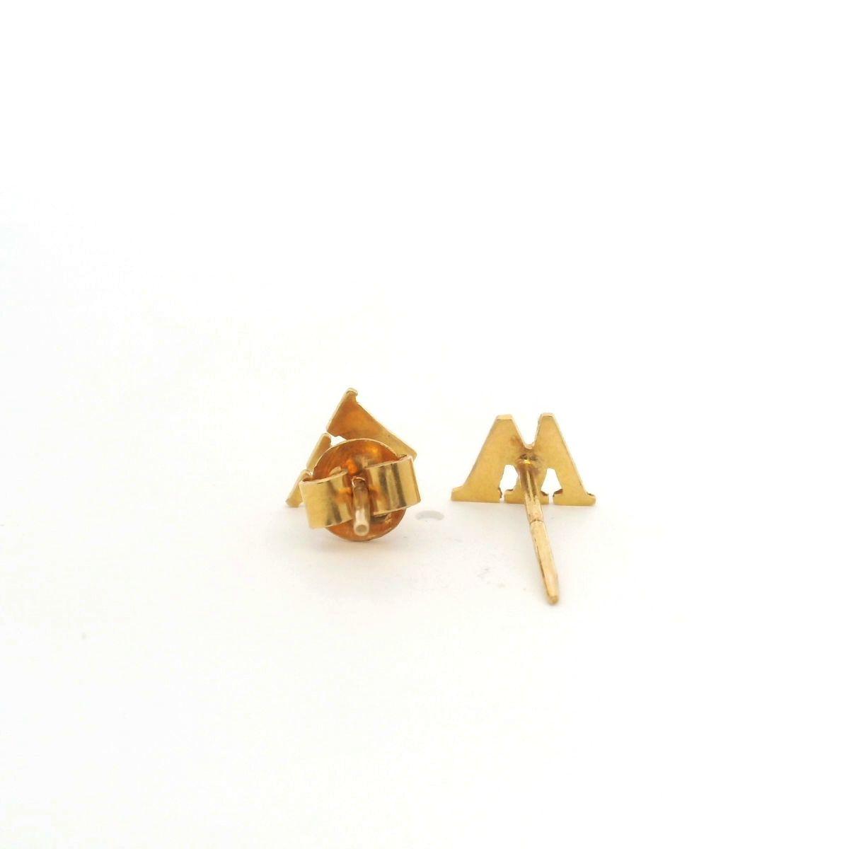 Estate 22ct Yellow Gold "W" Initial Stud Earrings