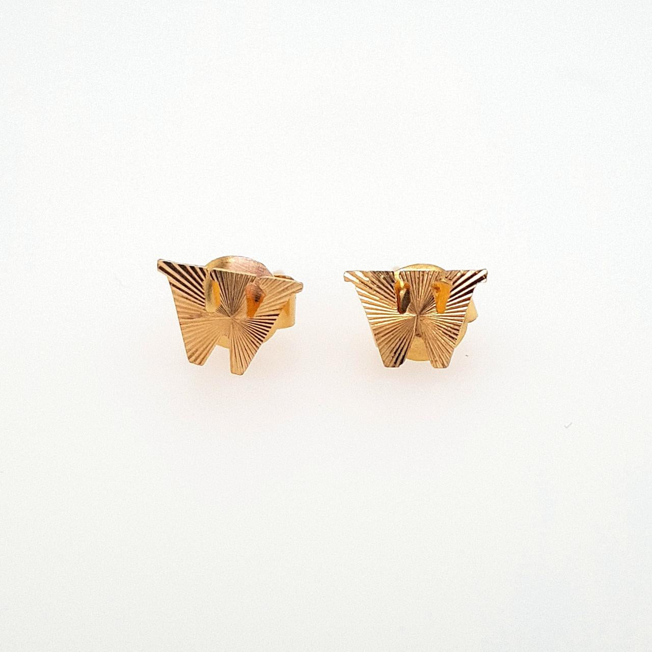 Estate 22ct Yellow Gold "W" Initial Stud Earrings