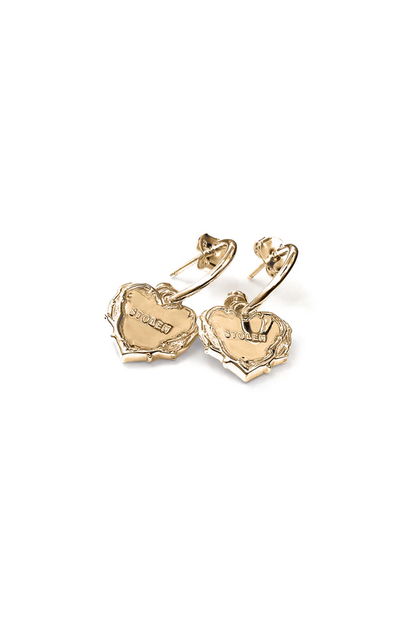 Stolen Girlfriends Club 18ct Yellow Gold Plated Thorned Heart Sleeper Earrings