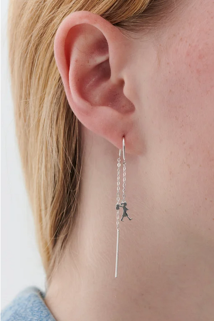 Karen Walker Sterling Silver Runaway Girl Thread Earrings