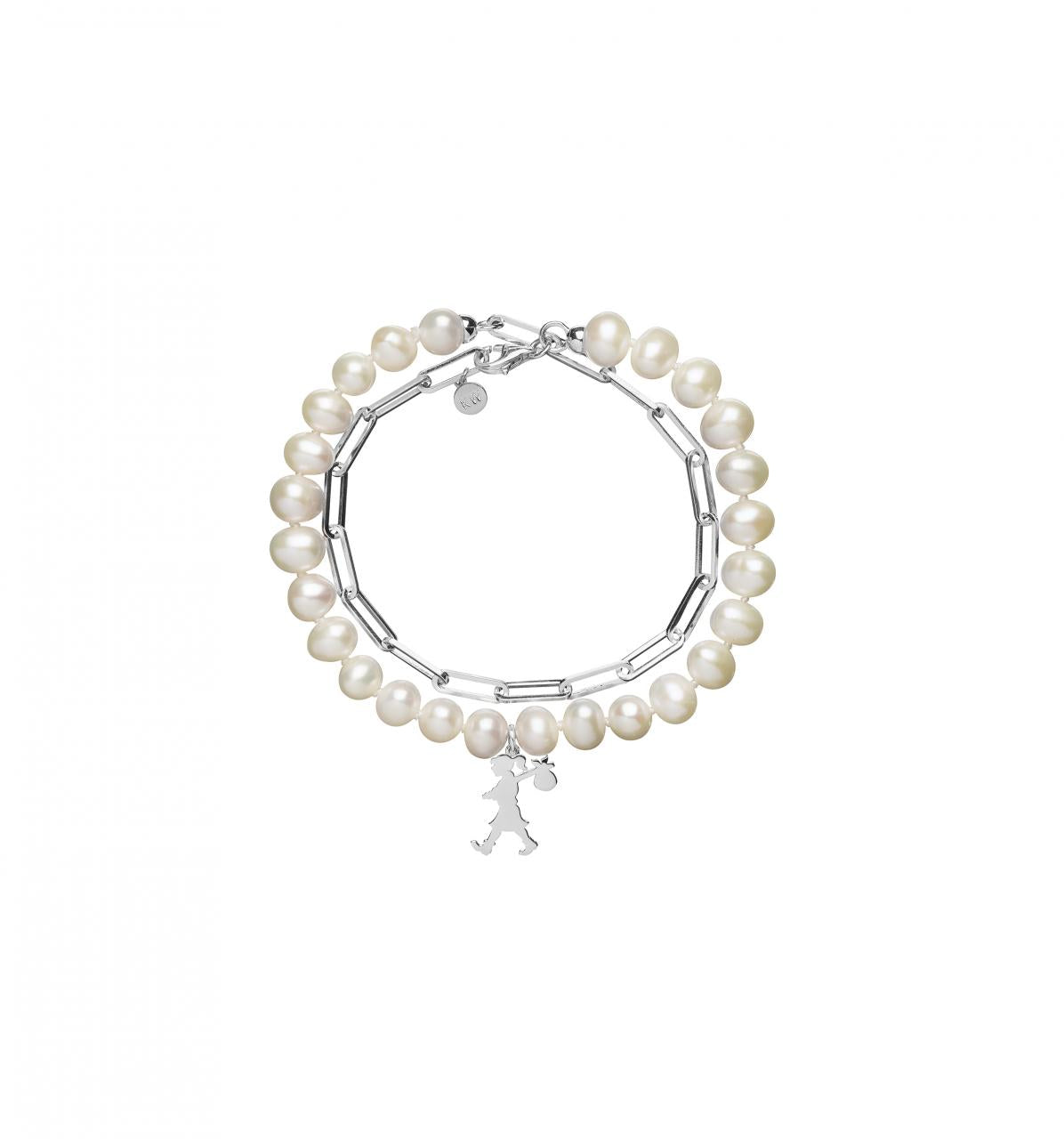 Karen Walker Sterling Silver Girl With The Pearls And Chain Bracelet
