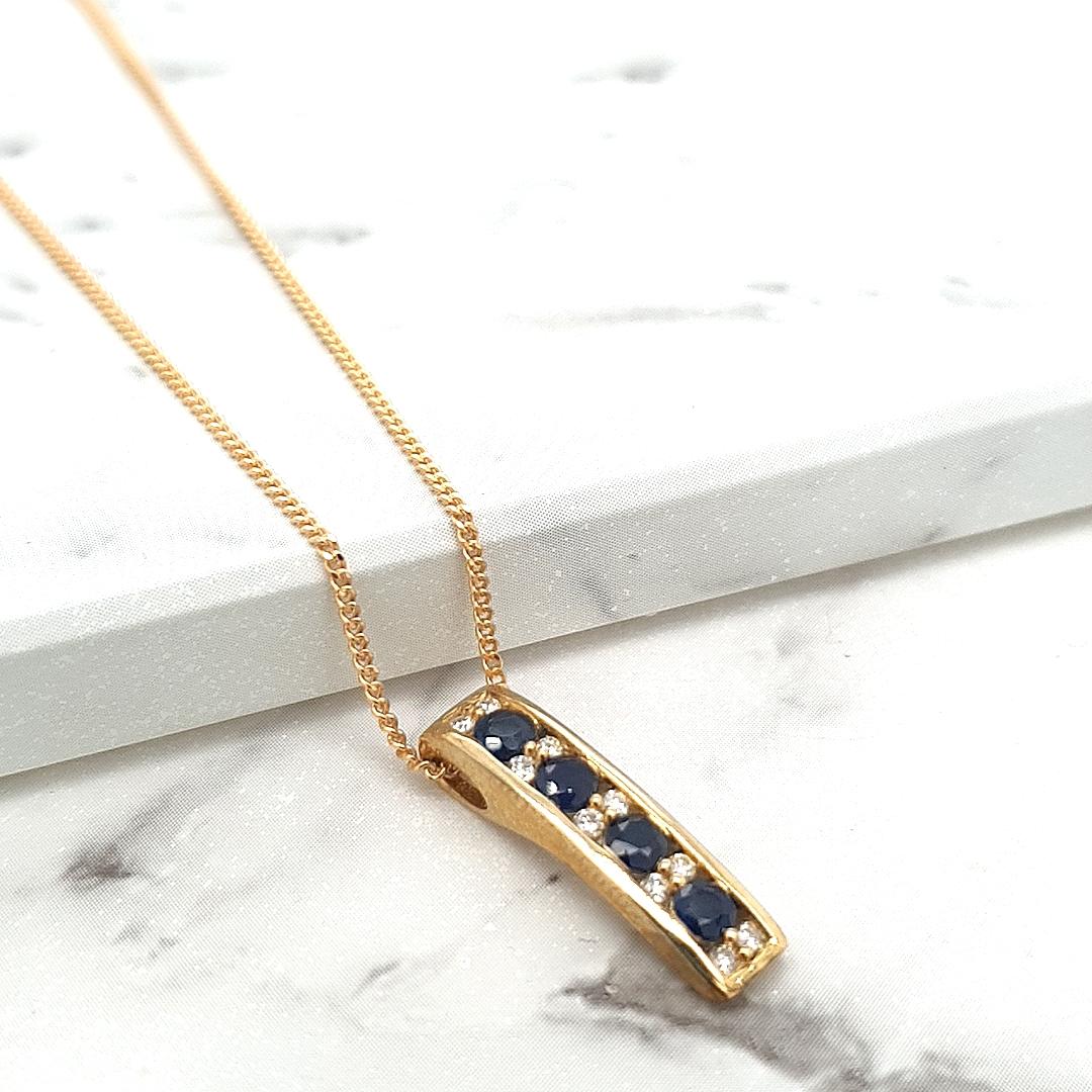 Sapphire & Diamond 9ct Yellow Gold Pendant