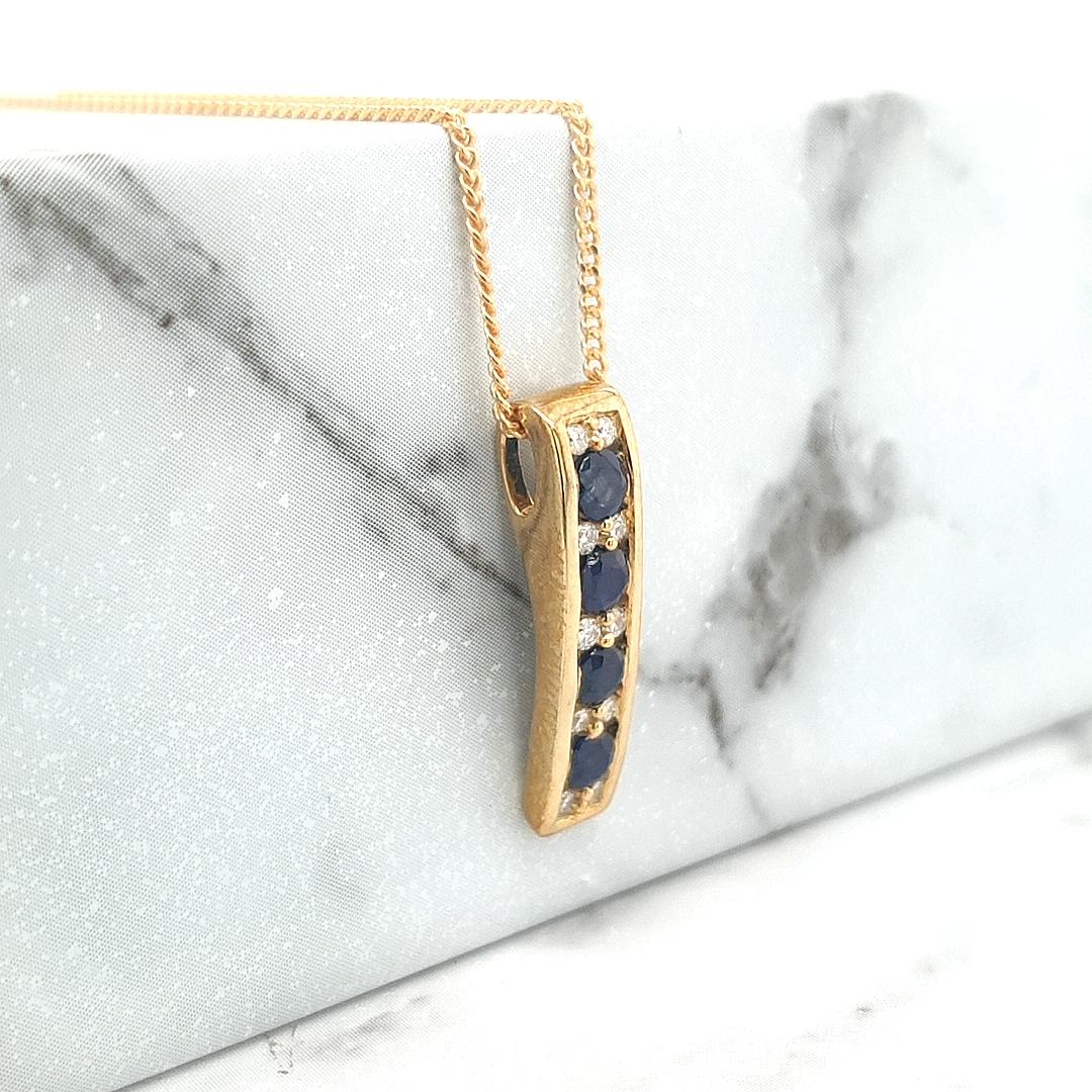 Sapphire & Diamond 9ct Yellow Gold Pendant