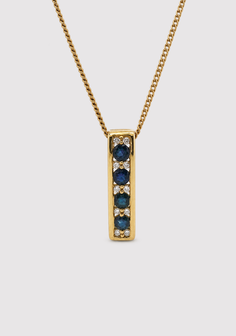 Sapphire & Diamond 9ct Yellow Gold Pendant