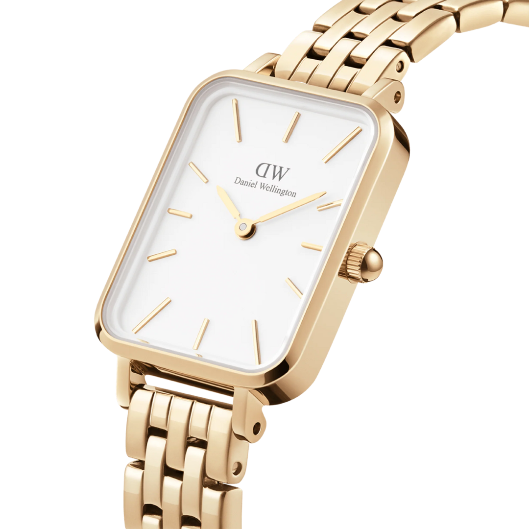 Daniel Wellington 20x26 Gold Quadro Link Strap Watch with White Dial