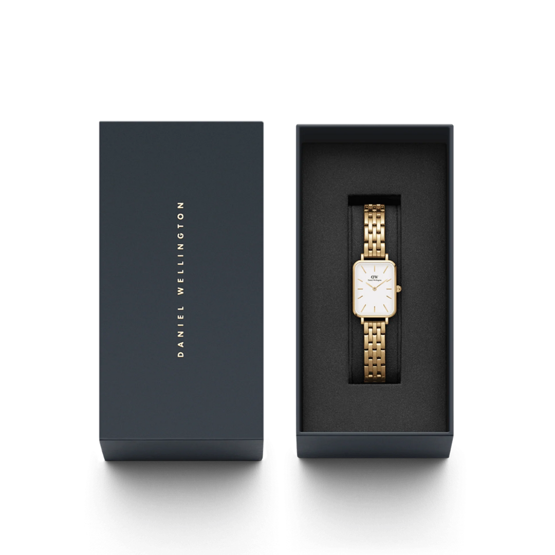 Daniel Wellington 20x26 Gold Quadro Link Strap Watch with White Dial