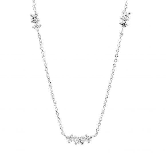 Ellani Sterling Silver Cubic Zirconia with 3x Clusters Chain