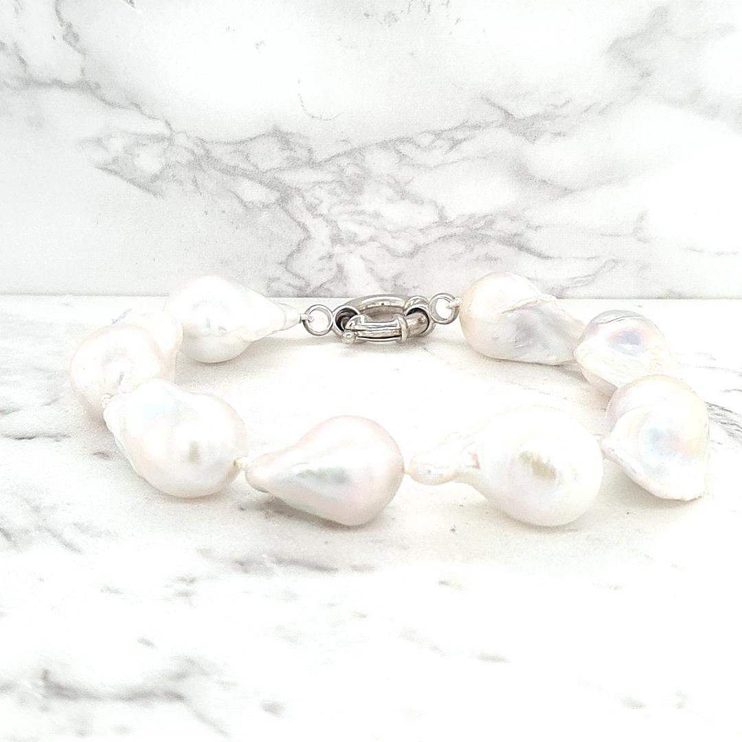 Sterling Silver Baroque Freshwater Pearl Bracelet