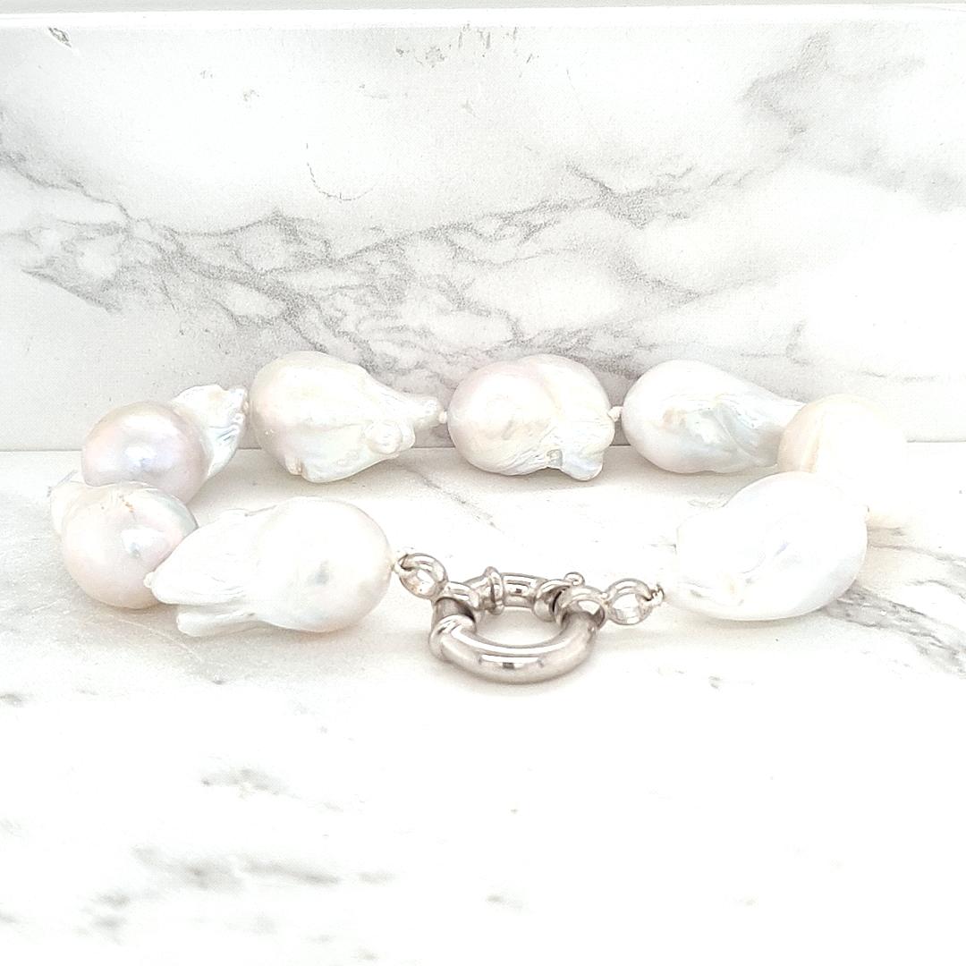 Sterling Silver Baroque Freshwater Pearl Bracelet