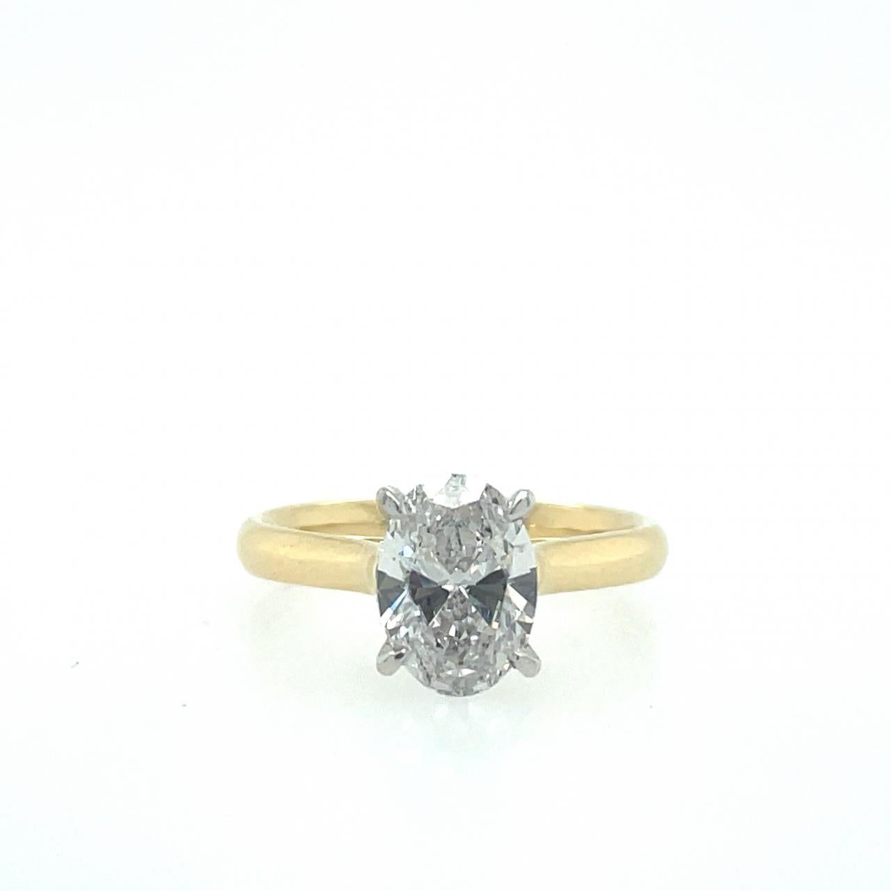 Lab Grown Diamond 18ct Yellow & White Gold 1.51ct Oval Cut Solitaire Ring