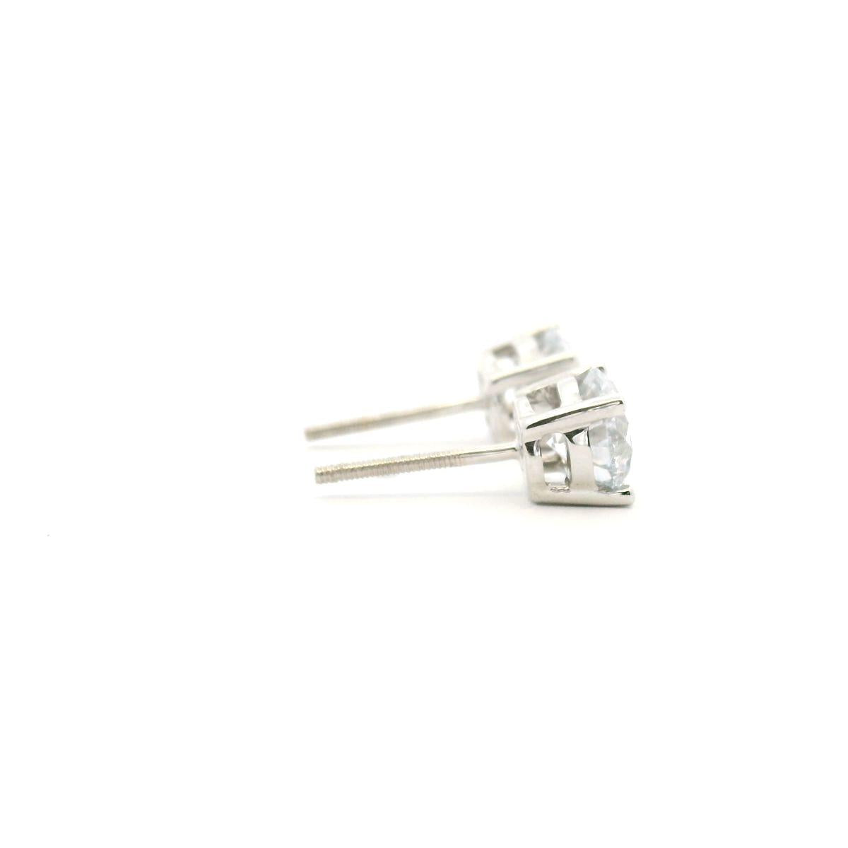 Lab Grown Diamond 14k White Gold 2.00ct Round Brilliant Cut Stud Earrings