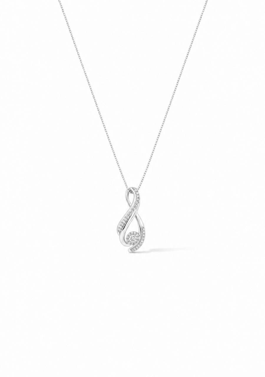 10ct White Gold Diamond Pendant