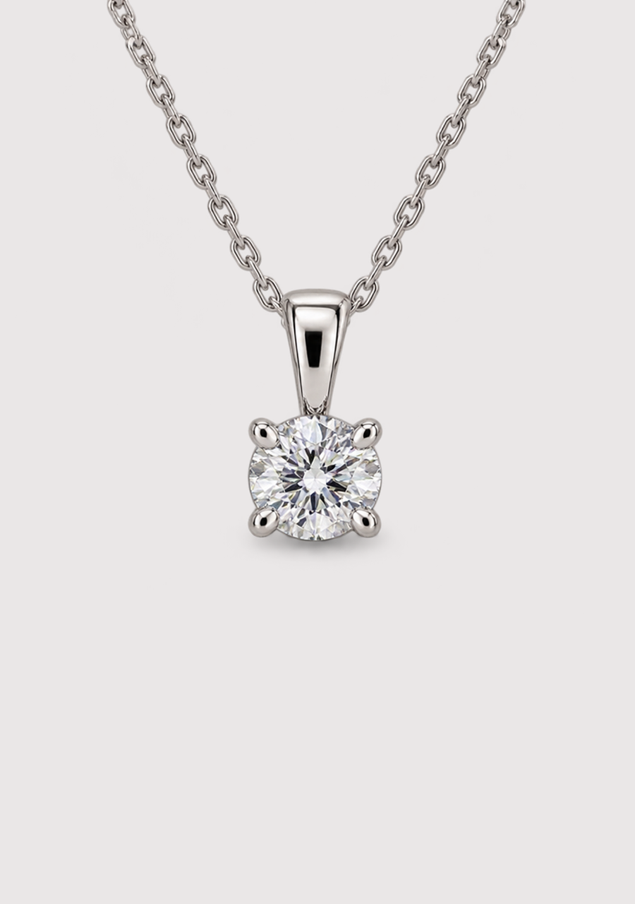 Lab Grown Diamond 14ct White Gold 0.50ct Round Brilliant Cut Pendant