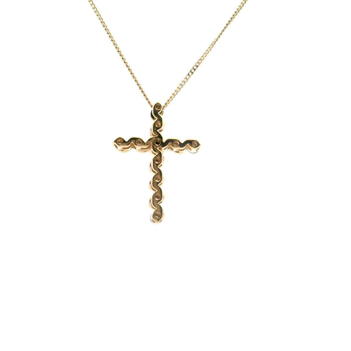 Diamond 10k Yellow Gold 0.10ct Illusion Set Cross Pendant