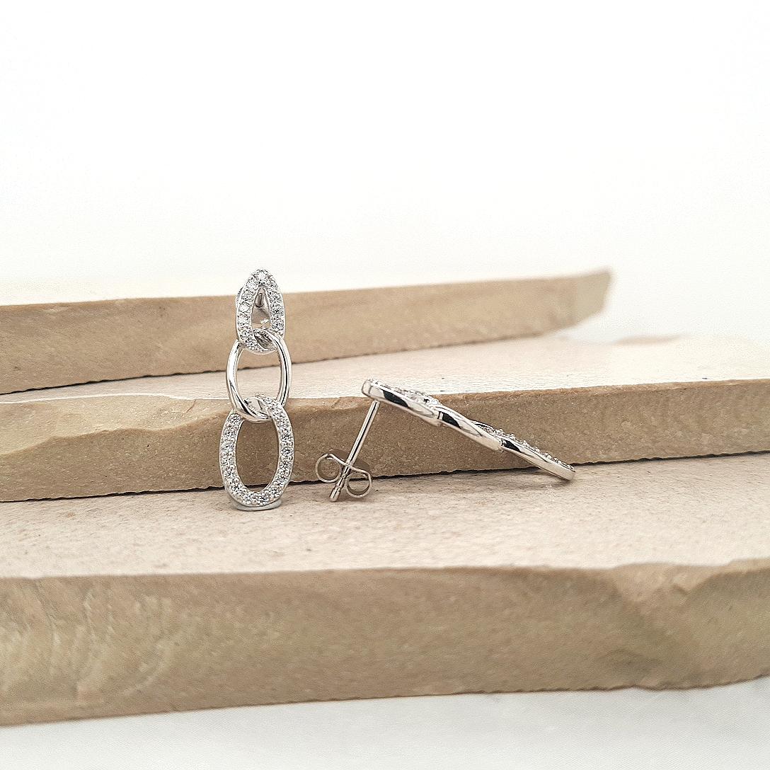 Sterling Silver CZ Drop Earrings