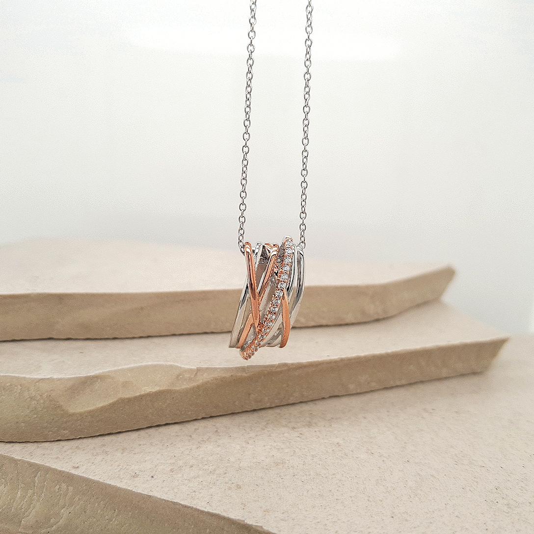 Rose Gold Plated CZ Pendant Necklace