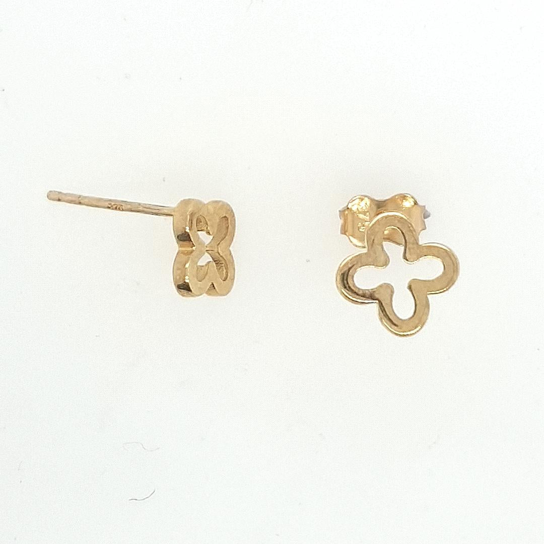 9ct Yellow Gold Cut Out Clover Stud Earrings