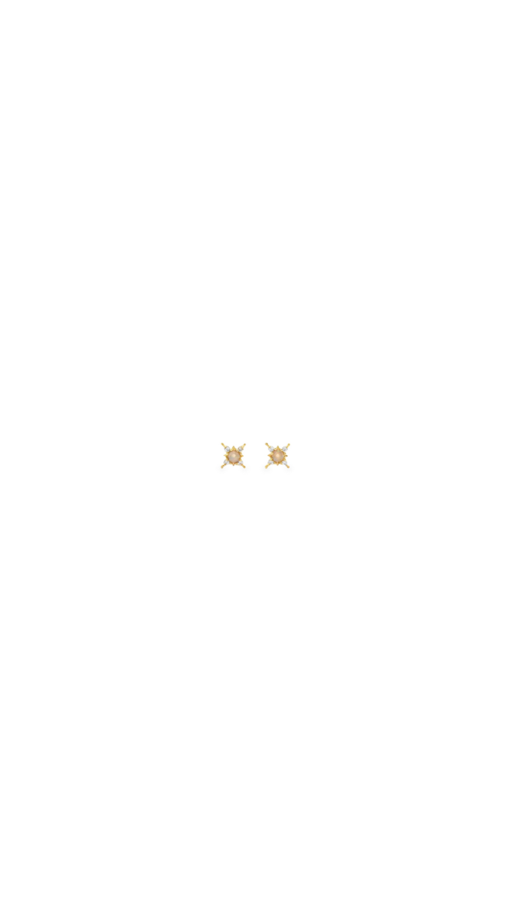 Opal & White Sapphire Star Stud Earrings in 14ct Yellow Gold