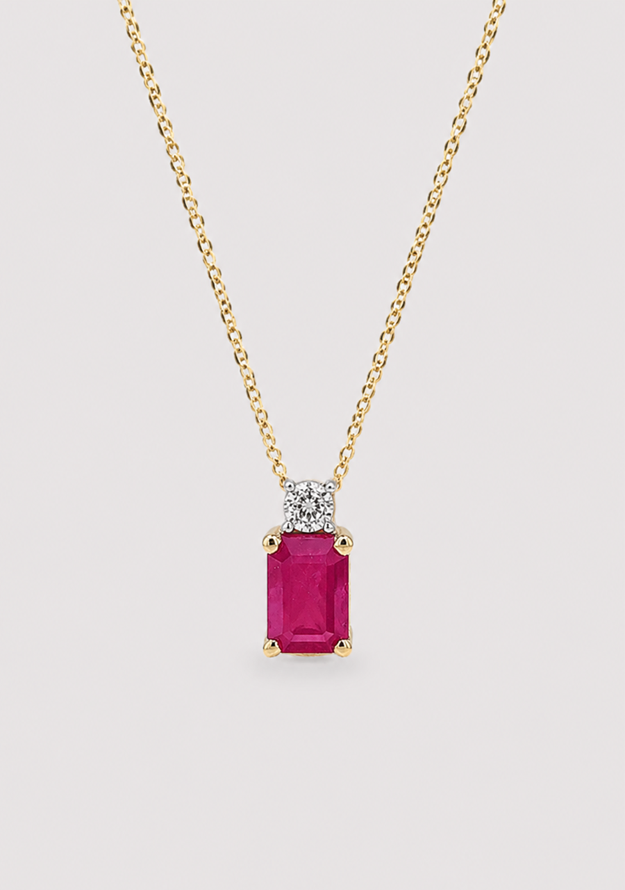 Ruby & Diamond 9ct Yellow Gold Necklace