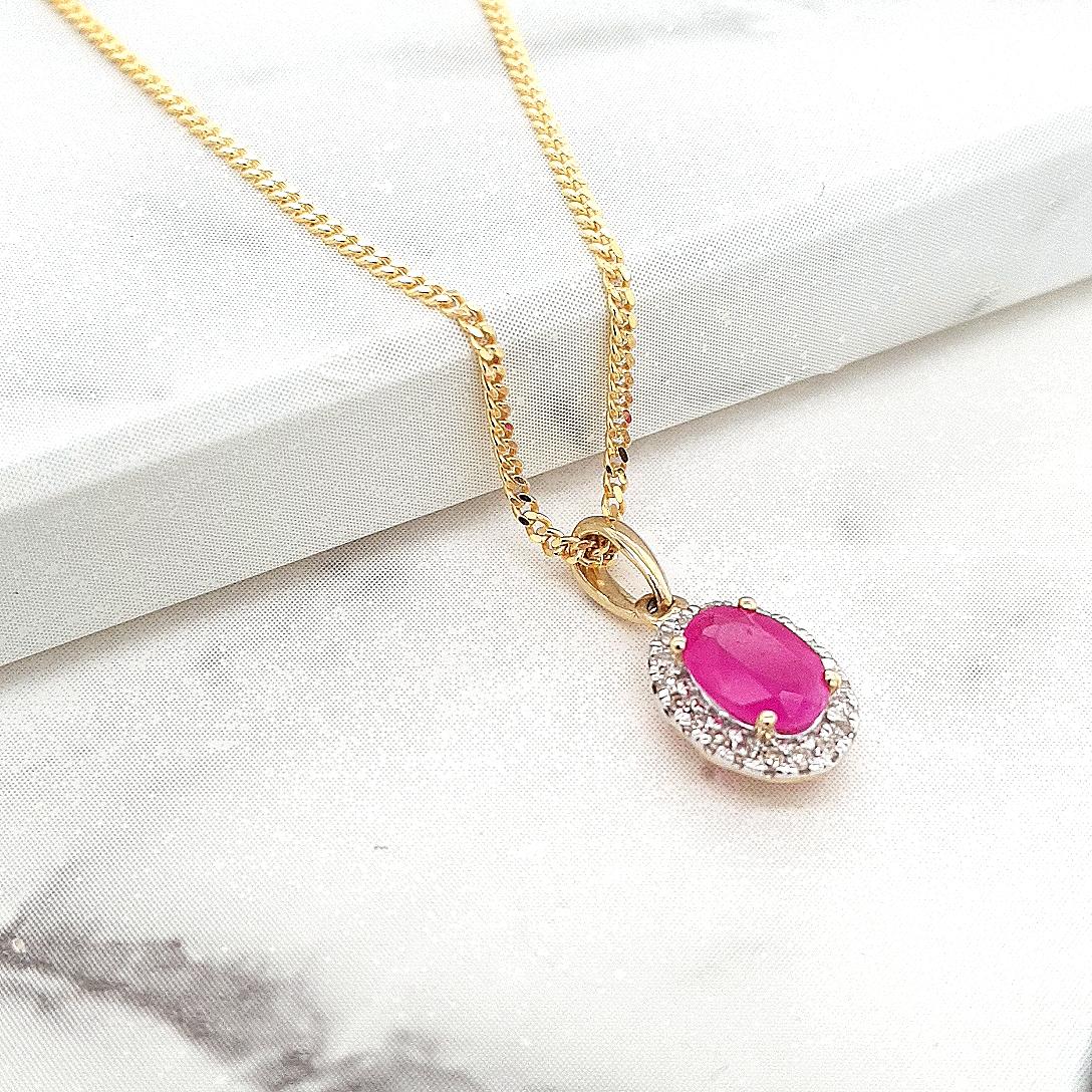 Ruby & Diamond 9ct Yellow Gold Pendant