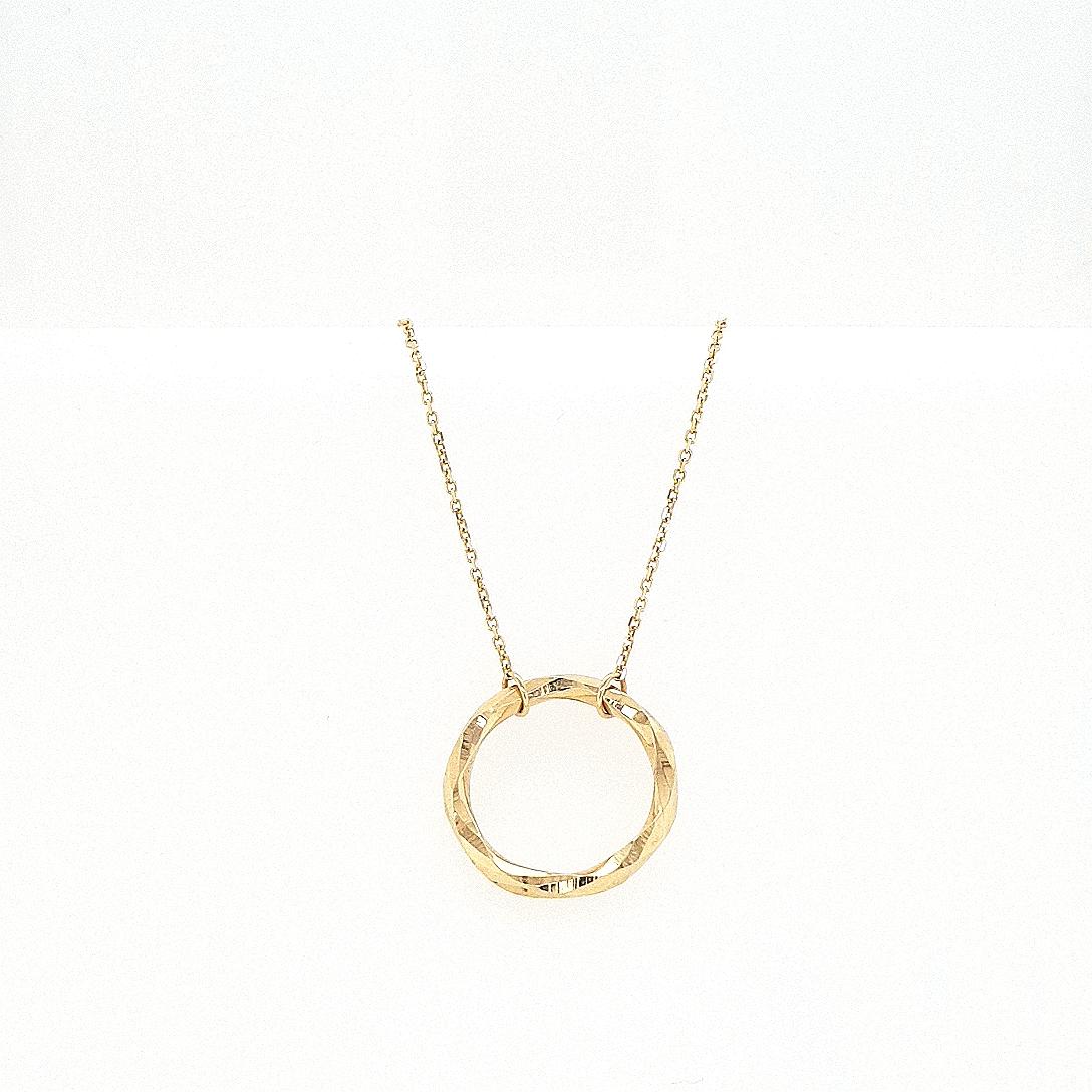 9ct Yellow Gold Hollow Ring Pendant Necklace