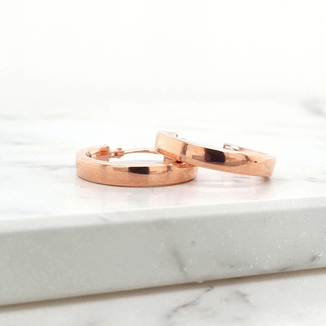 9ct Rose Gold Hollow Rectangle Tube Hoop Earrings