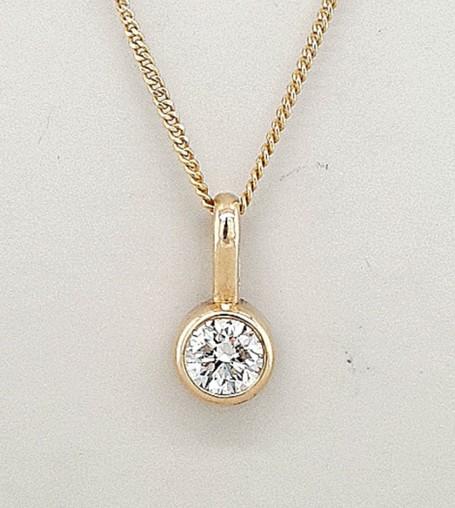 Lab Grown Diamond 9k Yellow Gold 0.51ct Round Bezel Set Pendant