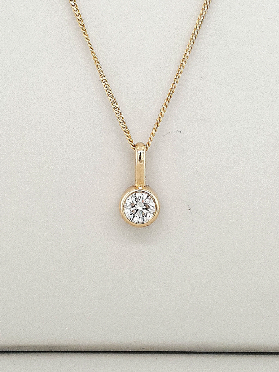 Lab Grown Diamond 9k Yellow Gold 0.51ct Round Bezel Set Pendant