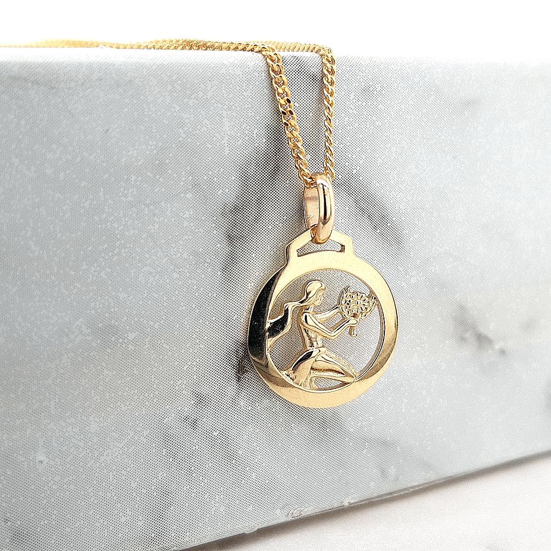 9ct Yellow Gold Zodiac Virgo Pendant