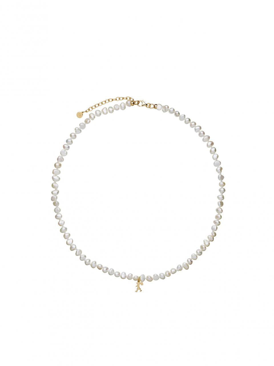Karen Walker Mini Girl With Pearls Necklace Sterling Silver Gold Plated
