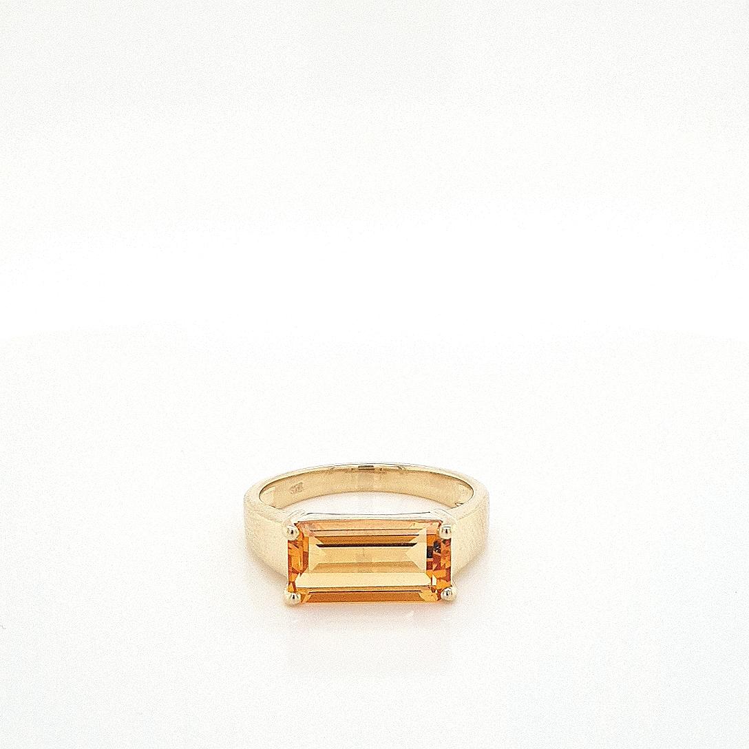 Citrine 9k Yellow Gold East West Ring