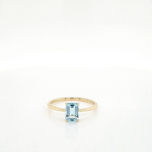 Blue Topaz 9k Yellow Gold Emerald Cut Ring