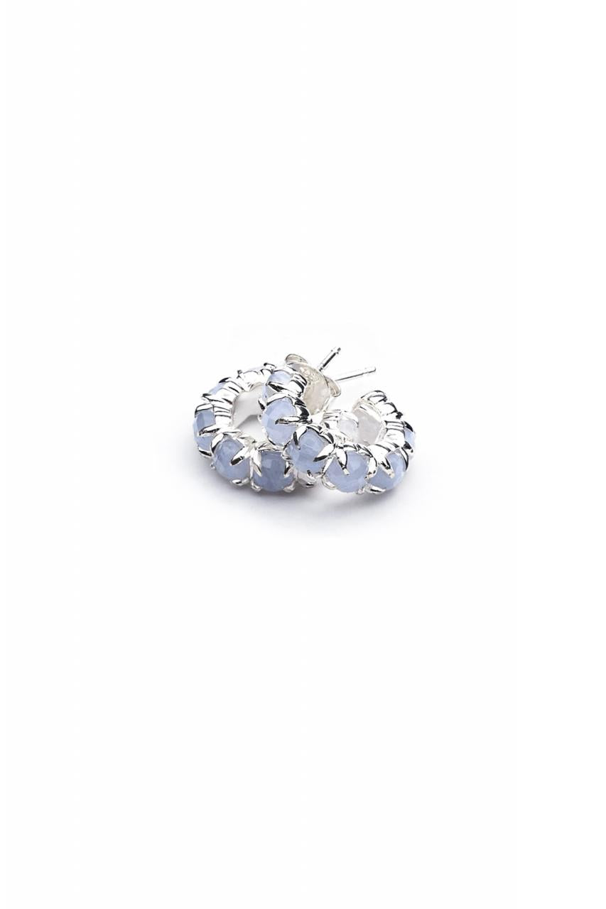 Stolen Girlfriends Club Sterling Silver Blue Lace Agate Halo Cluster Earrings