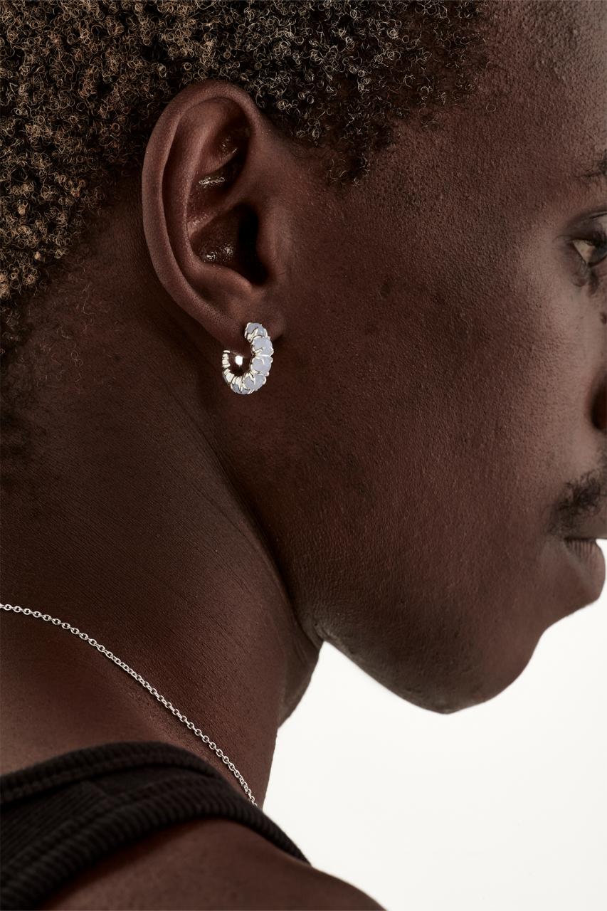 Stolen Girlfriends Club Sterling Silver Blue Lace Agate Halo Cluster Earrings