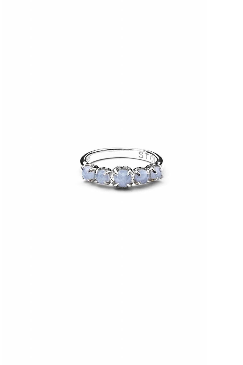 Stolen Girlfriends Club Sterling Silver Blue Lace Agate Halo Cluster Ring