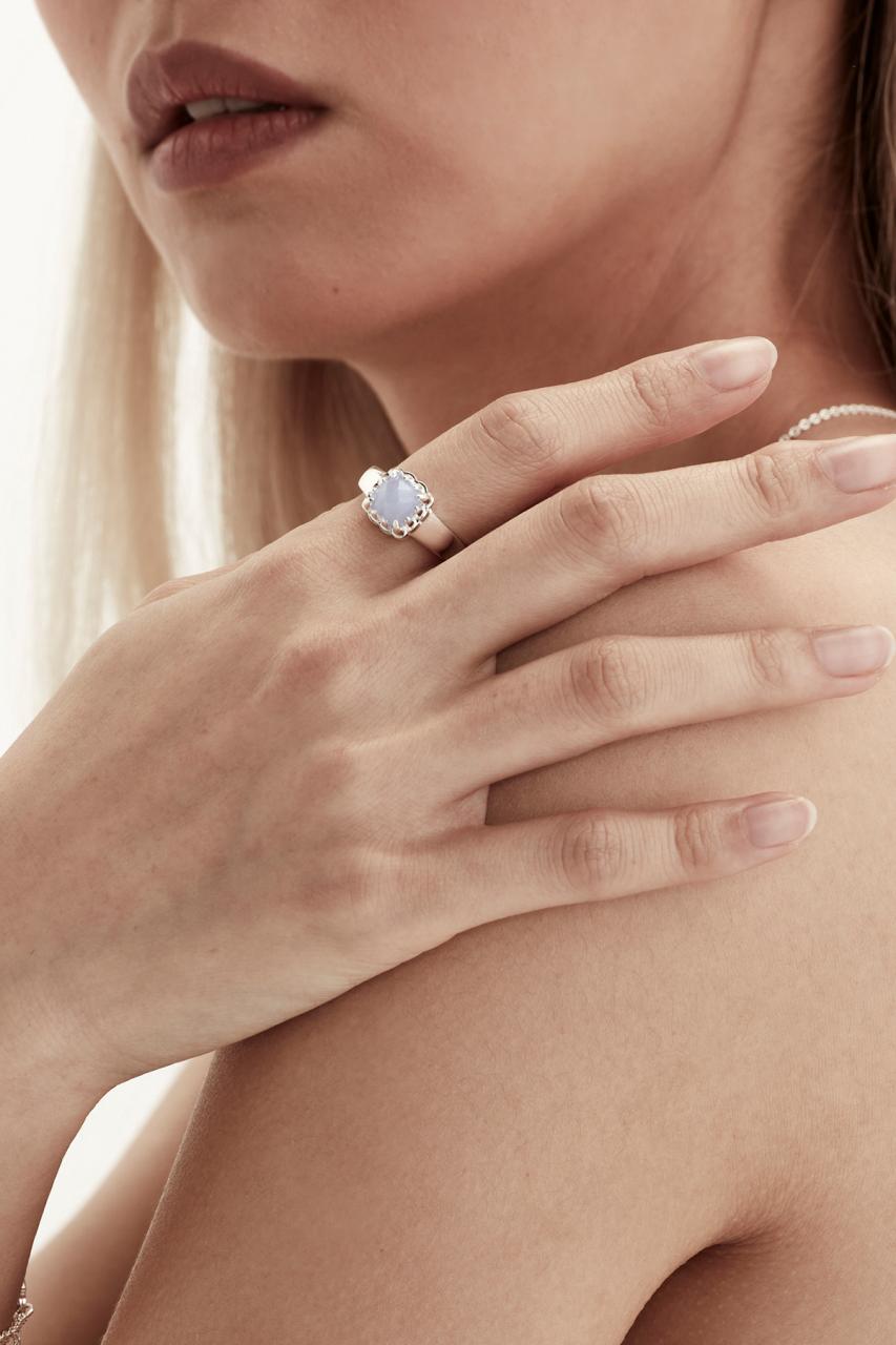 Stolen Girlfriends Club Sterling Silver Blue Lace Agate Baby Claw Ring