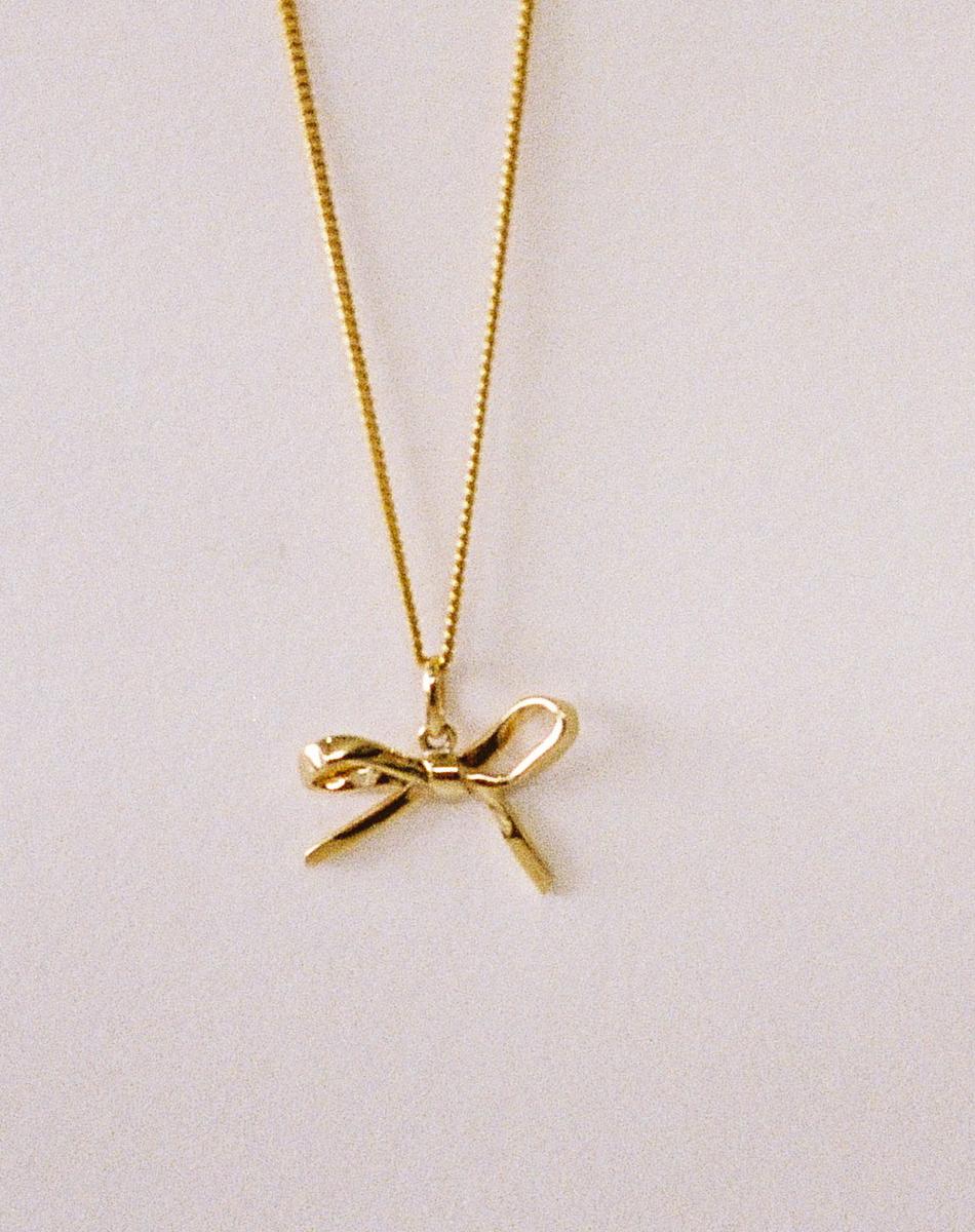 Meadowlark Gold Plated Small Bow Charm Necklace