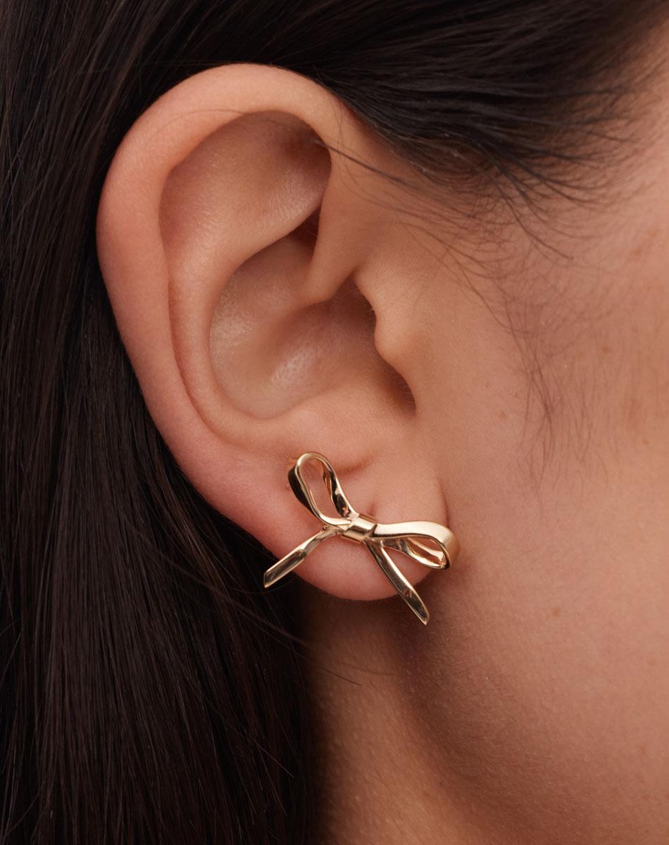 Meadowlark Gold Plated Medium Bow Earrings