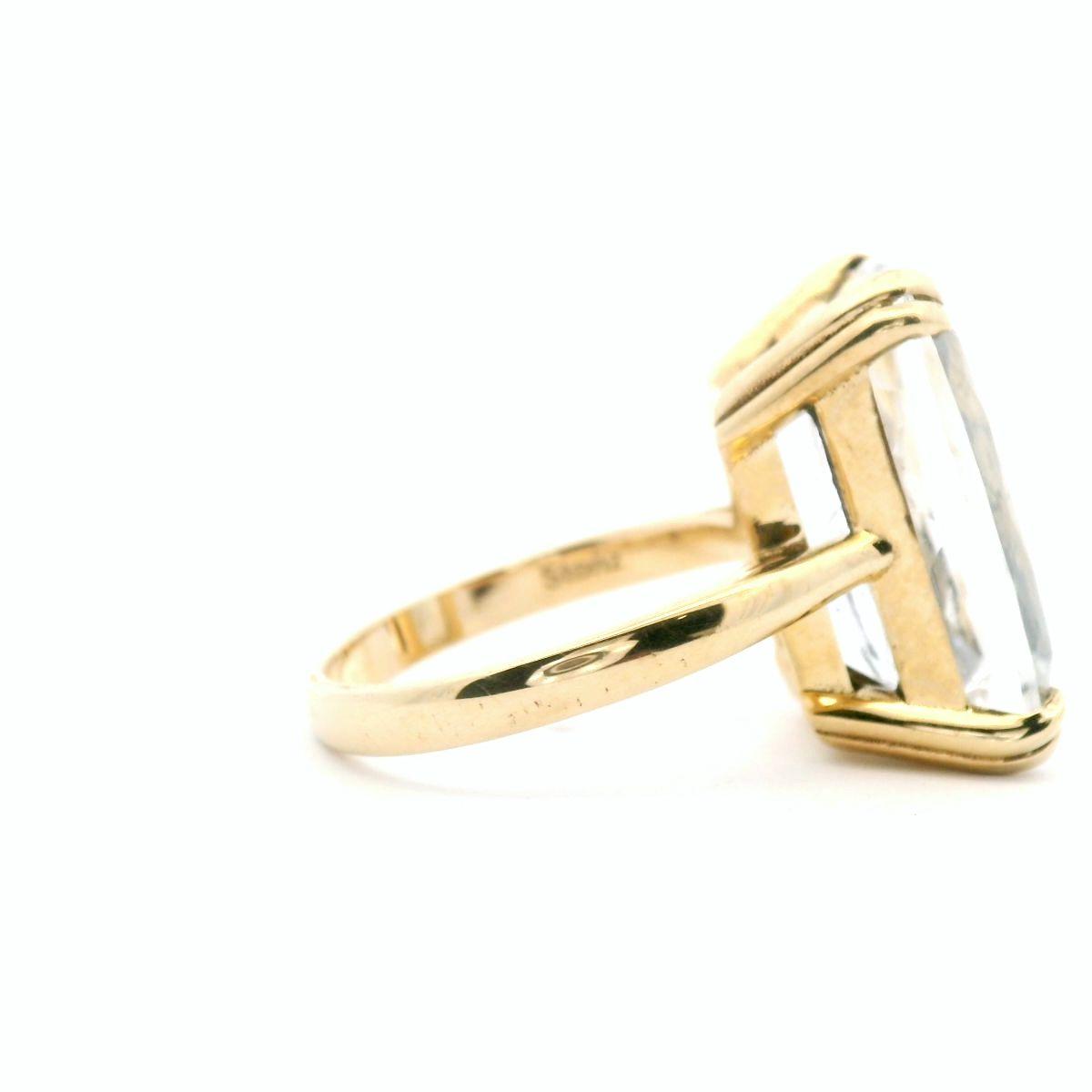 Clear Quartz 9k Yellow Gold Cushion Cut Ring