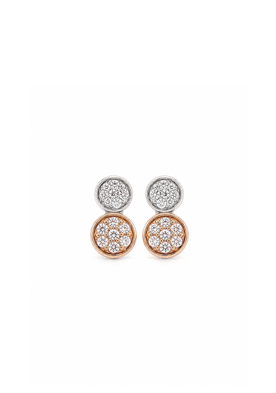 Pink Diamond & White Diamond 9k Rose & White Gold Stud Earrings
