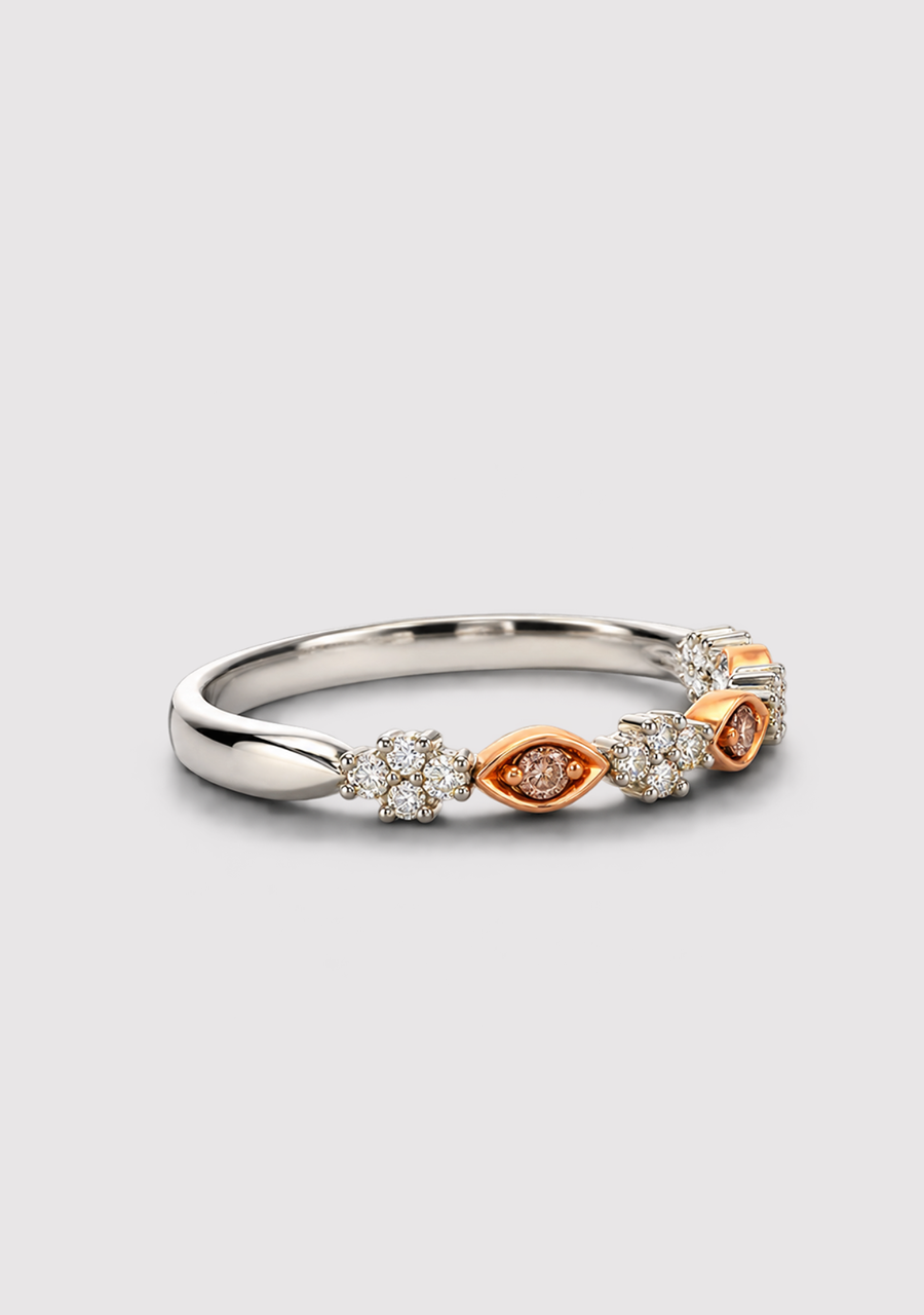 Pink Diamond & White Diamond 9k White & Rose Gold Ring