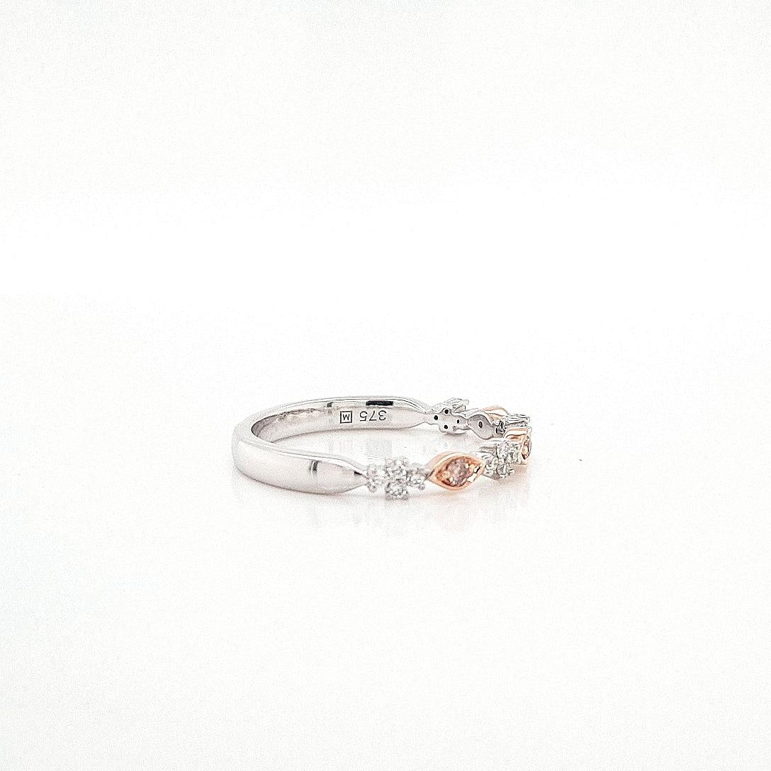 Pink Diamond & White Diamond 9k White & Rose Gold Ring