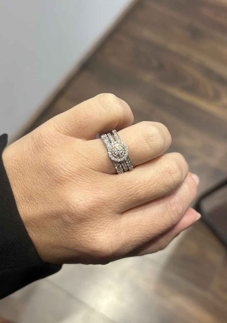 Pink Diamond & White Diamond 9k White & Rose Gold Ring